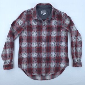 Vans Kids Button Front Flannel Shirt Medium Red Plaid Long Sleeve